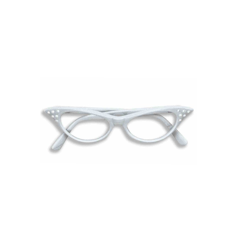 50’s Rhinestone Glasses (White) Standard
