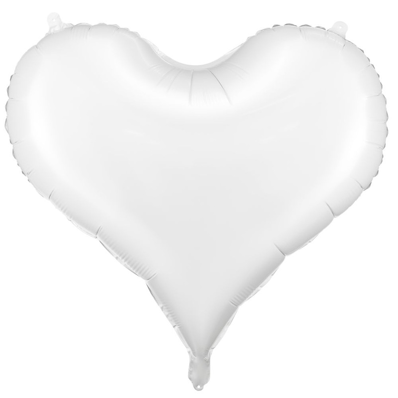 Heart Foil Balloon White 75 x 64.5cm