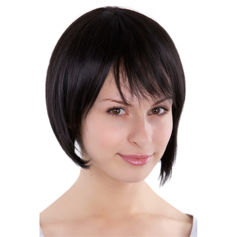 Lady women wig short straight cute Bob Page off black blackbrown 8525