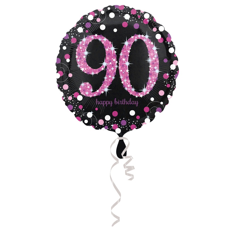Pink 90th Birthday foil balloon 43cm