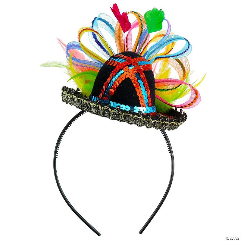 Womens Fiesta Sombrero Headband – Mexican Fancy Fascinator Girls Hair Accessories for Kids and Adults