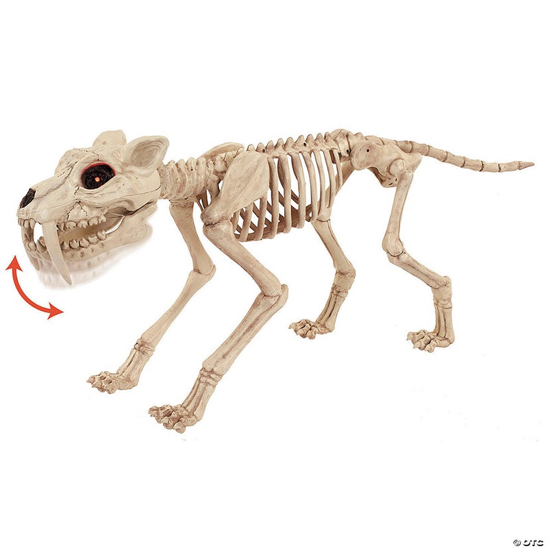 18 1/2 Animated Light-Up Tiger Skeleton Halloween Decoration
