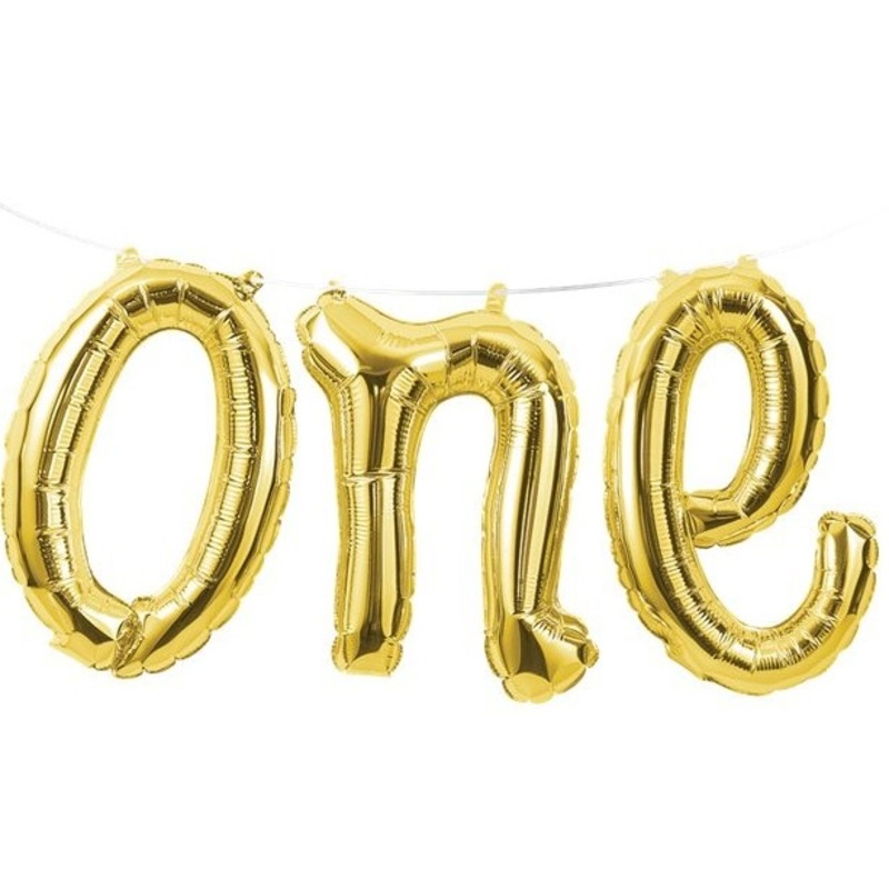 Babies First Birthday foil balloon one gold 30cm