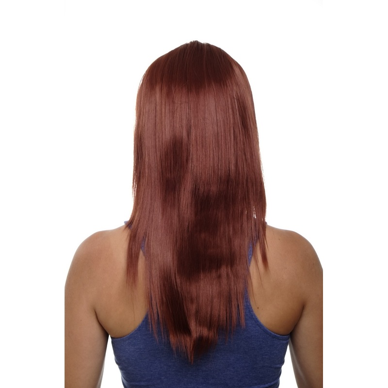 Hairpiece half wig clip-in extension 5 clips long straight dark red HD1401