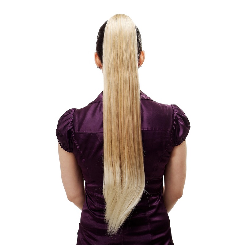 Hairpiece Ponytail Extension extremely long straight sleek blond platinum mix T113-24BT613