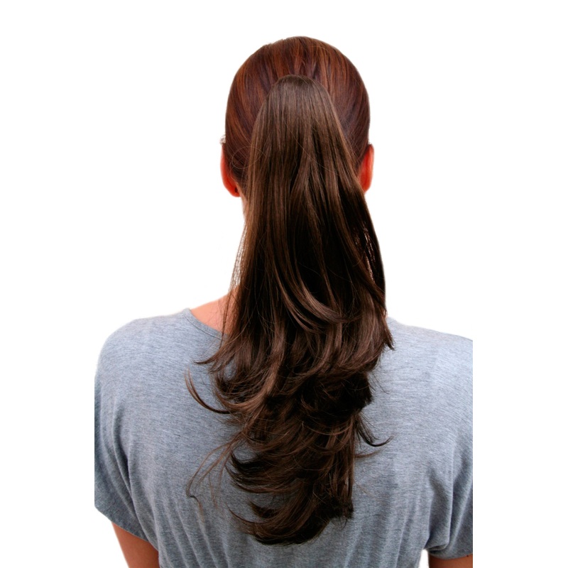 Hairpiece Ponytail Extension medium length straight medium brown T400-8