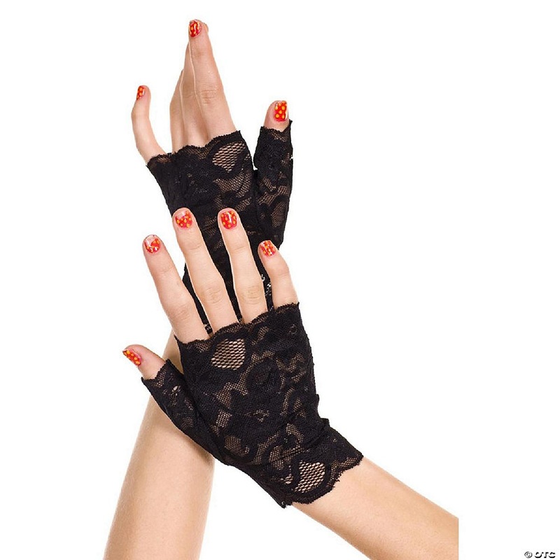 Music Legs 416-BLACK Lace Fingerless Gloves – Black