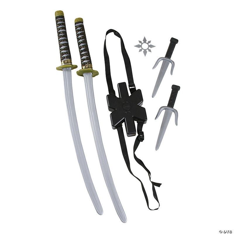 Ninja Swords, Daggers, Throwing Star and Backpack Plastic Playset