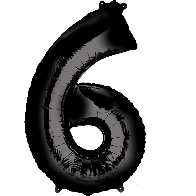 Numbers foil balloon 6 black 86cm