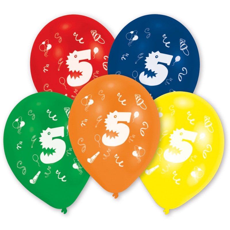 Set of 10 number 5 balloons