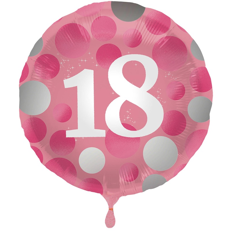 18th birthday Glossy Pink Foil Balloon 45cm