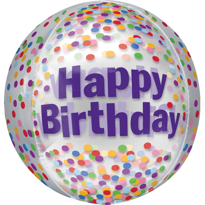Foil balloon Happy Birthday confetti