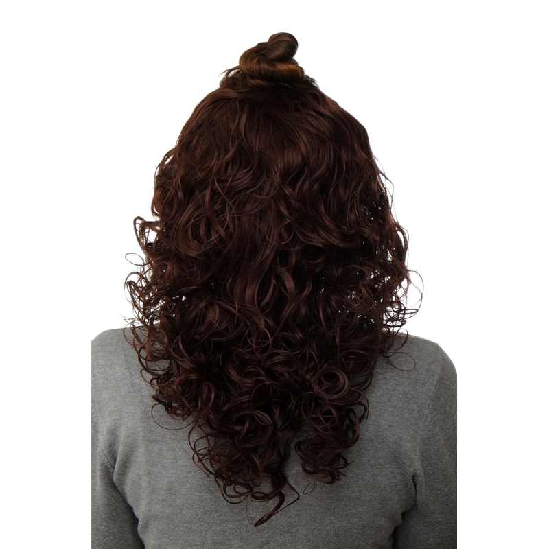 Hairpiece 7 Clips Hair Extension Half Wig Curls Mahogany Brown H9312-33