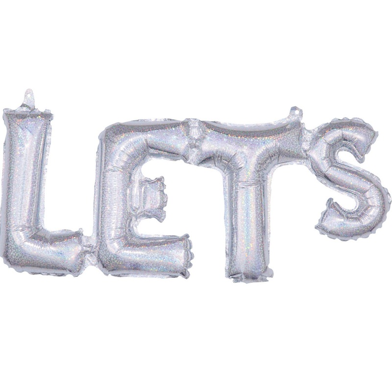 Holographic Let us foil balloon 53 x 22cm