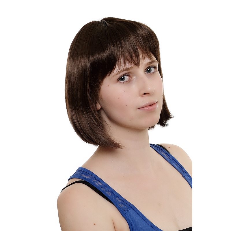 Lady women wige Bob Page short brown straggly fringe bangs backcombed 1251