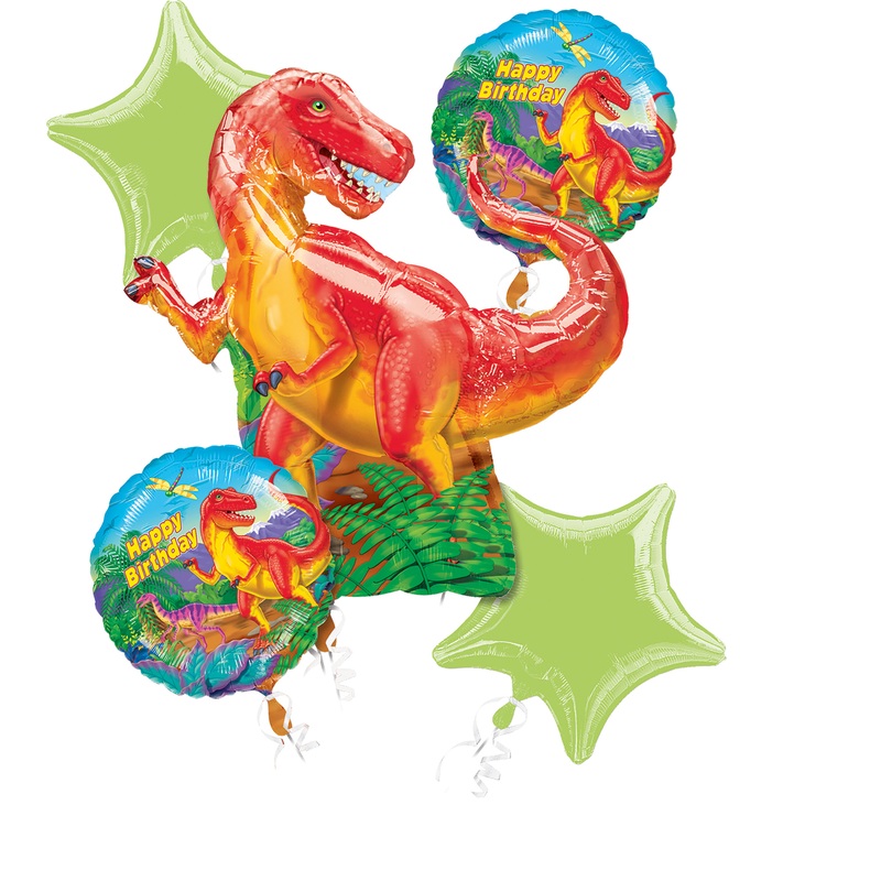 5 foil balloons Dino birthday