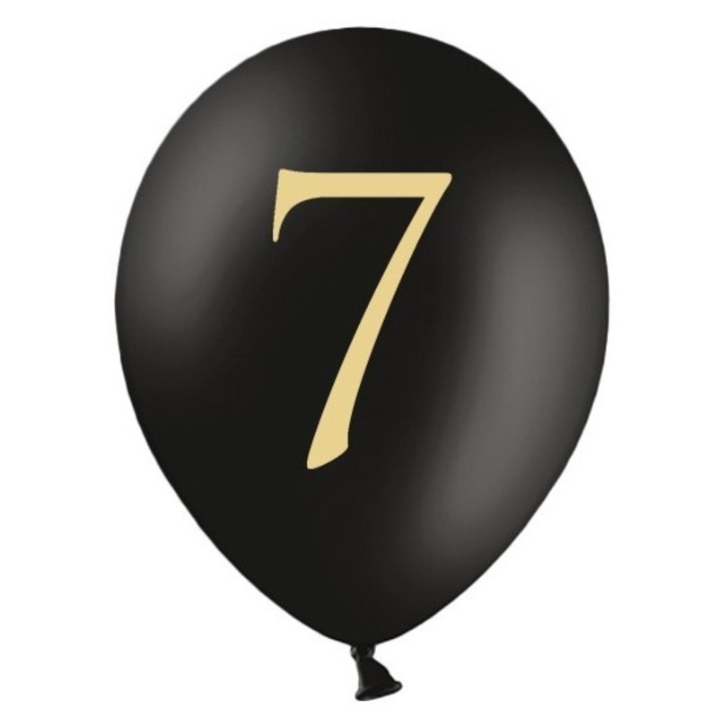 50 black balloons with gold number 7
