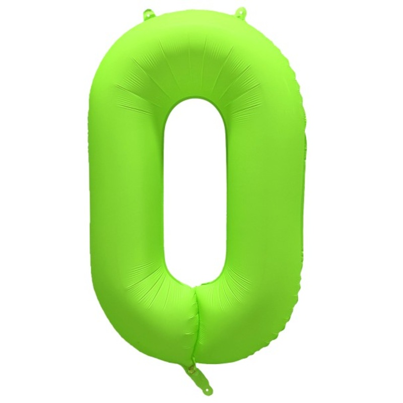 Foil Balloon Number 0 Neon Green 86cm