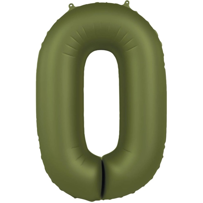 Foil balloon number 0 olive green 86cm