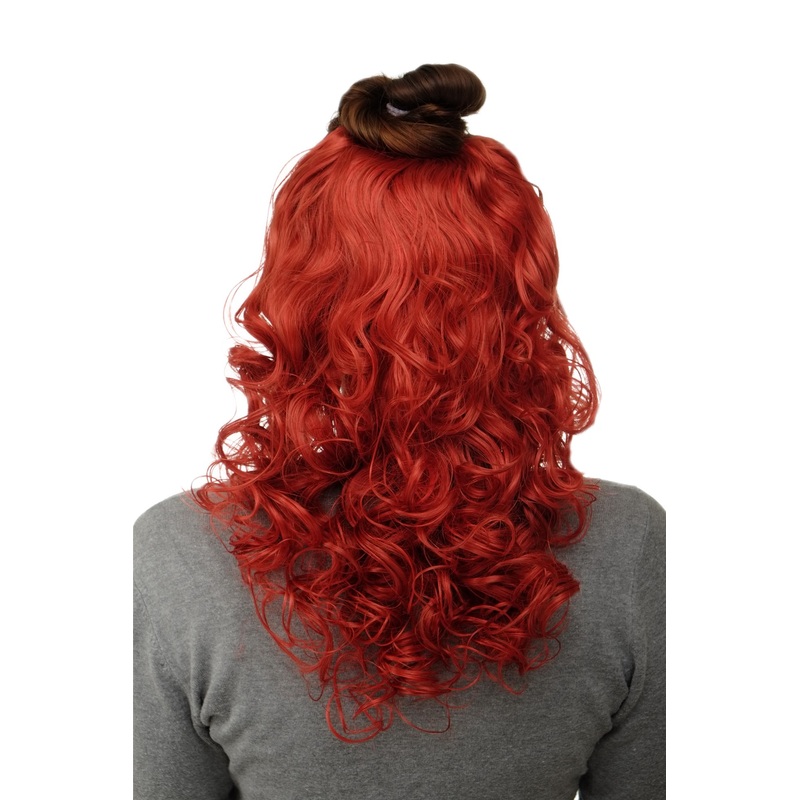 Hairpiece 7 Clips Hair Extension Half Wig Curls Red Mix H9312-137