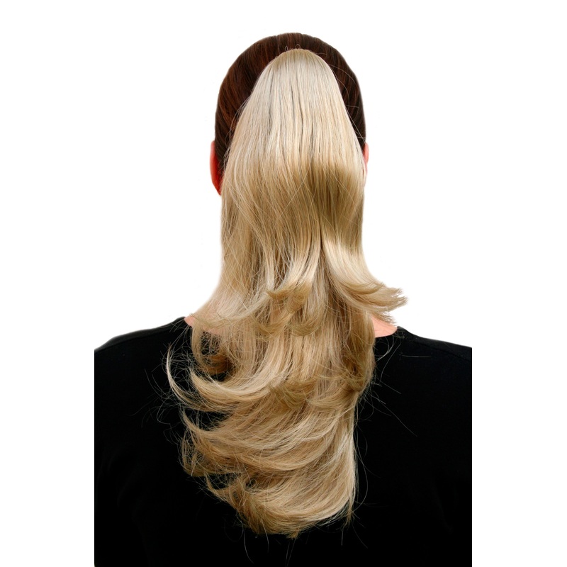 Hairpiece Ponytail Extension medium length straight ash blonde T400-24