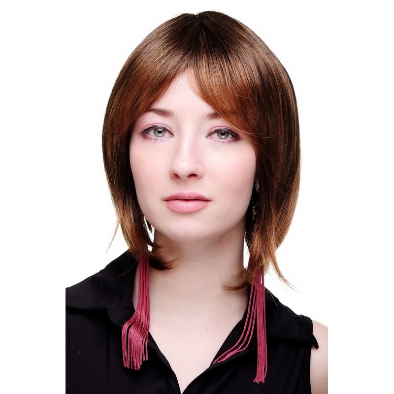 Lady women wig voluminous Bob Page Wig Short chestnut brown mix 49023