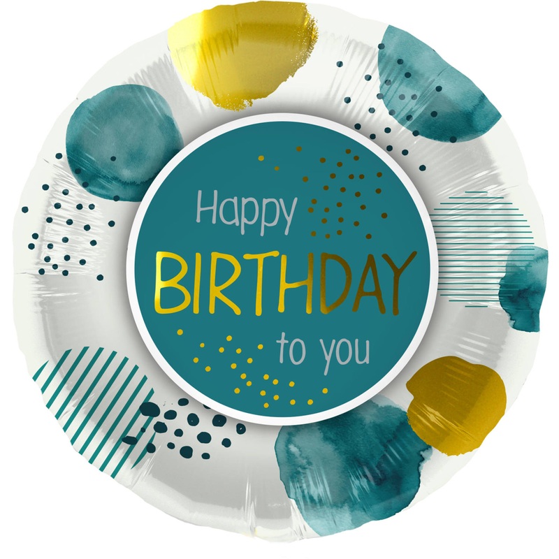 Watercolor dots Birthday foil balloon 45cm