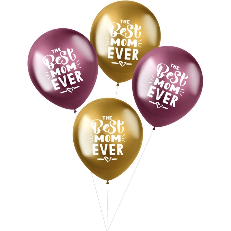 4 Best Mom Ever metallic balloons 33cm