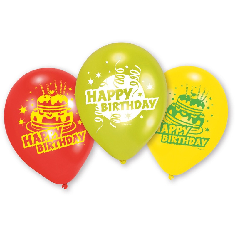 6 birthday cake balloons 23cm