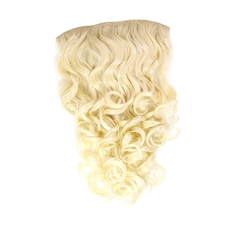 Hairpiece Halfwig 7 Clip In Extension long curls curled platinum blonde H9503