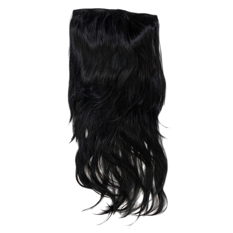 Hairpiece Halfwig 7 Clip In Extension very long straight deep black H9505
