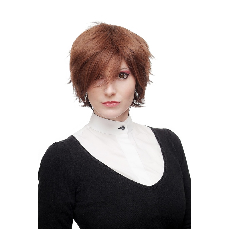 Lady or Men’s wig short but extravagant wild frayed cut brown redbrown SA075
