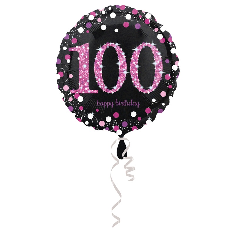 Pink 100th Birthday foil balloon 43cm