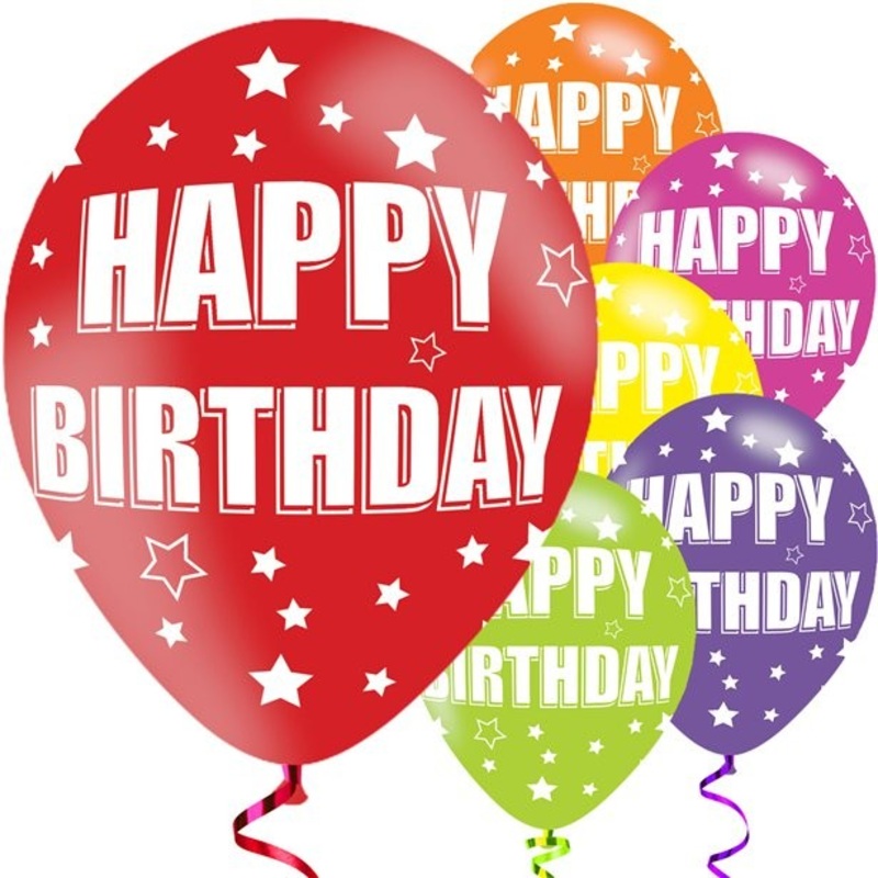 6 Happy Birthday star balloons 28cm