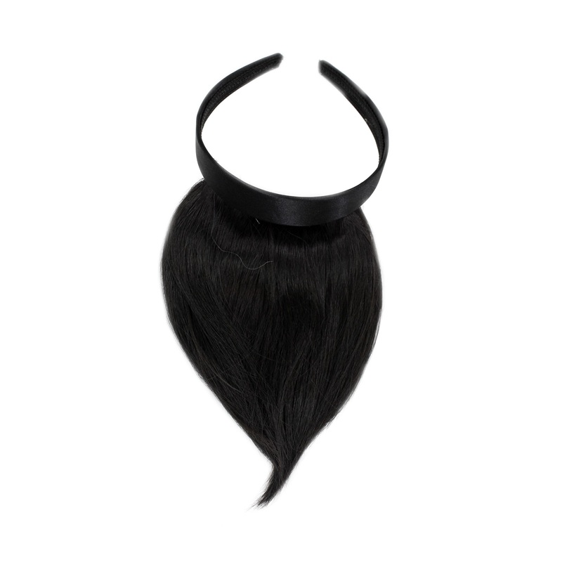 Hair Piece Clip in Bangs Fringe with hair circlet synthetic dark brown HA073T