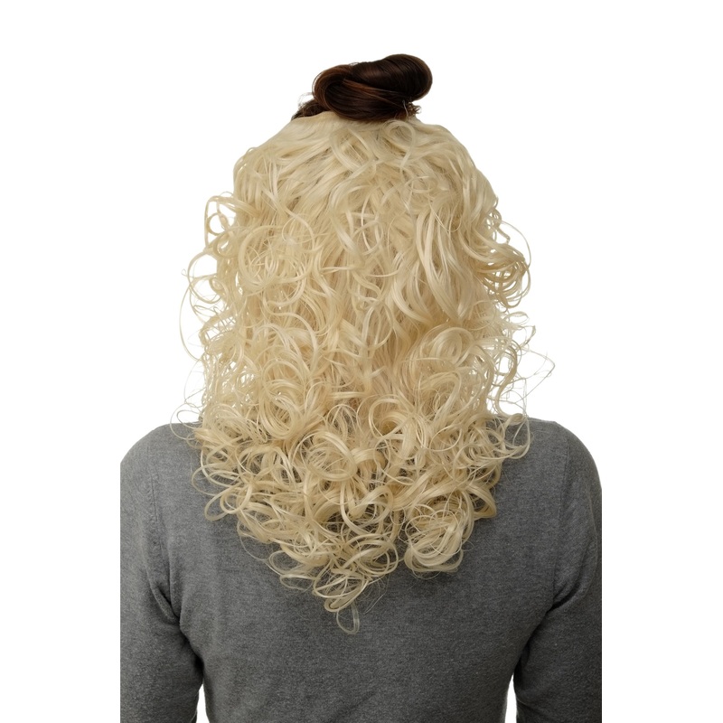 Hairpiece 7 Clips Hair Extension Half Wig Curls Platinum Blonde H9312-613