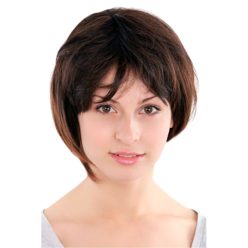 Lad Wig Short wild backcombed voluminous side parting chestnut brown mix 1238