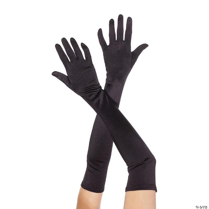 Music Legs 452-BLACK Extra Long Satin Gloves – Black