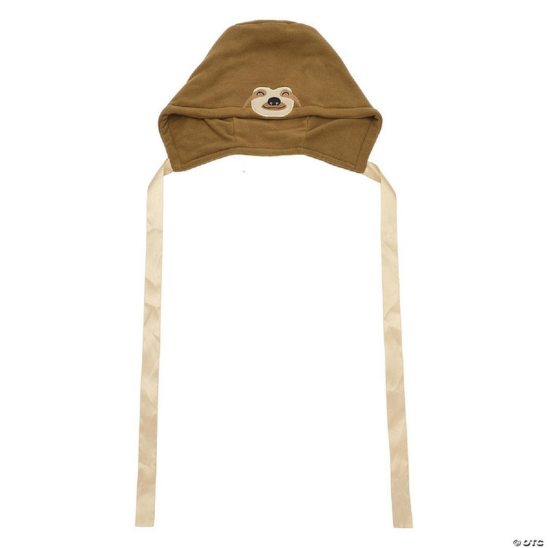 Novelty Beanie 3D Sloth Hood with Chin Ties Beanie