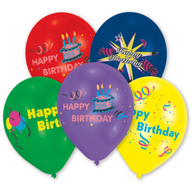 10 colorful birthday party balloons 25 cm