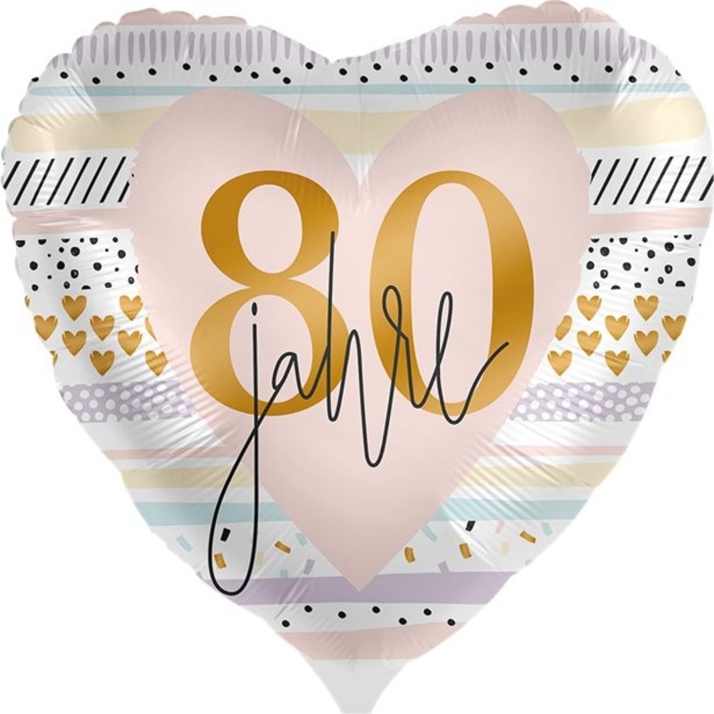 80 Rosy Years Heart Balloon 46cm
