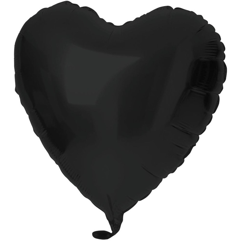 Black Metallic Matt Foil Balloon Heart Shape 45cm