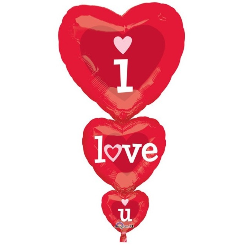 Heart trio Love you foil balloon 90cm