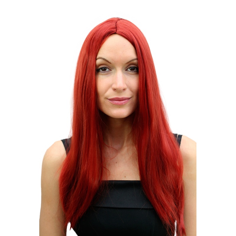 Party Halloween Lady Wig redhead red long straight middle parting TH30