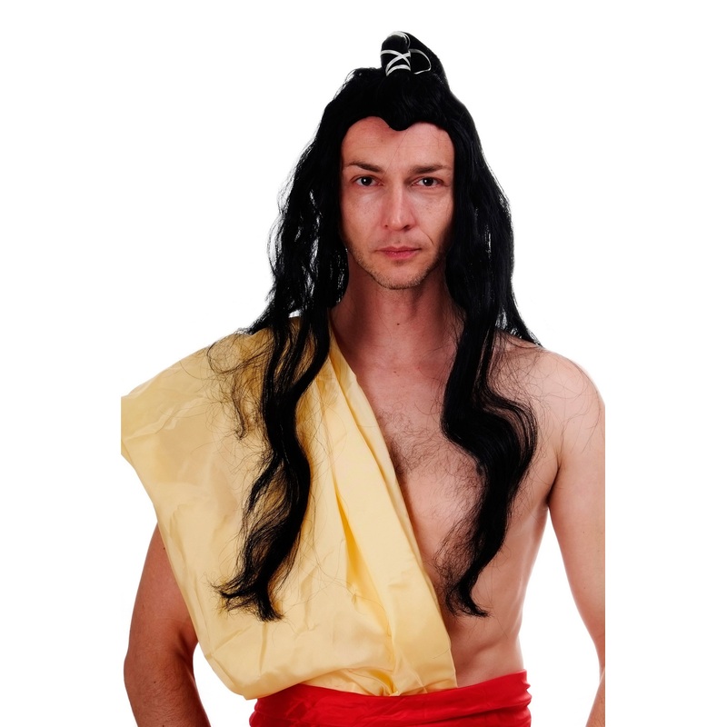 Party Wig Halloween Samurai Japan China Swordsman Kungfu Ronin Wang Yu 140