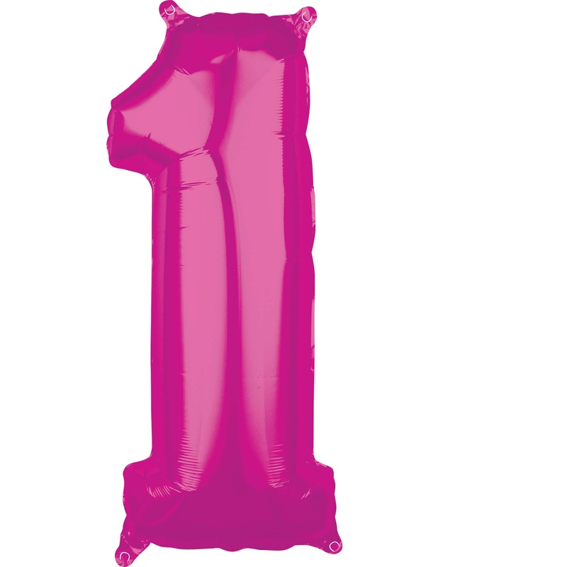 Pink number 1 foil balloon 66cm