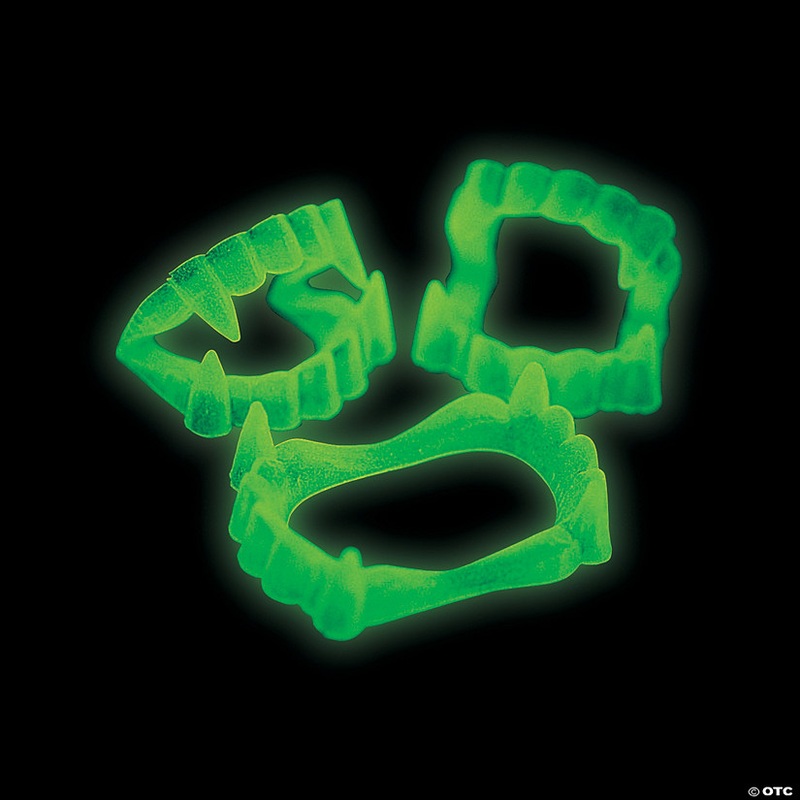 2 1/2 Bulk 72 Pc. Glow-in-the-Dark BPA-Free Plastic Fangs Vampire Teeth