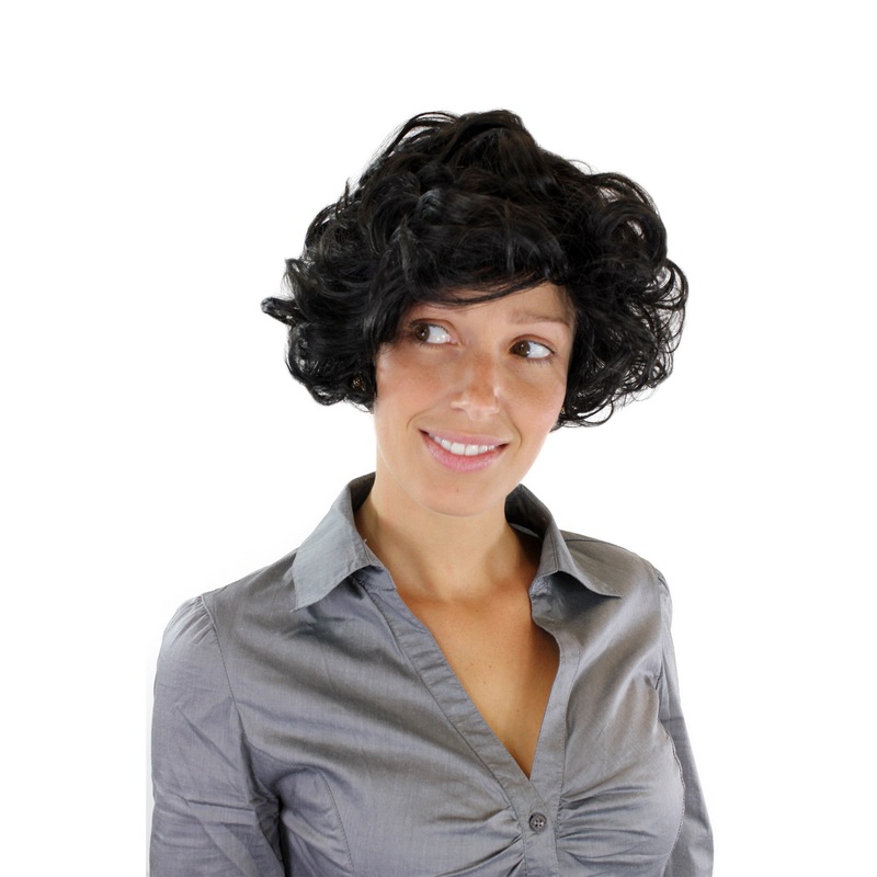Men’s Wig Man black unruly wild curls curled Adonis Greek Roman God GFW963