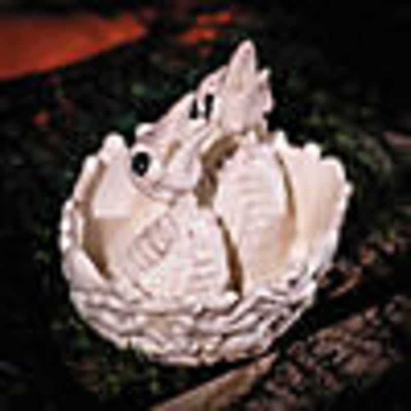 5 1/2 Bone Bird Nest with Baby Bird Skeletons Halloween Decoration