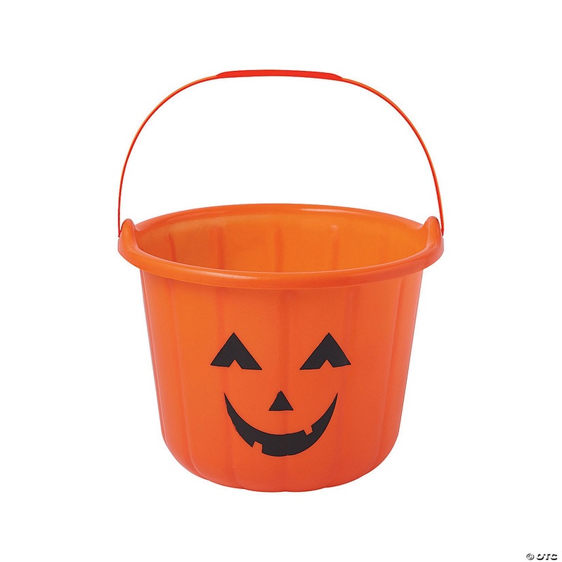 7 Orange Jack-O-Lantern BPA-Free Plastic Trick-Or-Treat Buckets – 12 Pc.